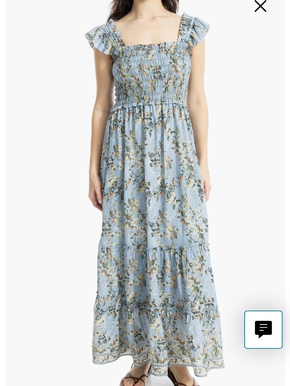 Max Studio Blue Floral Maxi Dress Medium Romantic Feminine